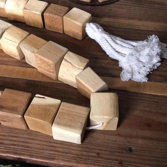 Pottery Barn Rustic & Country Chic Cubed Wood Beaded Garland with Tasseled Rope - Picture 6 of 17